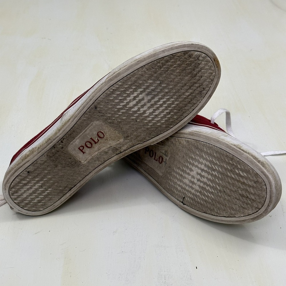 Polo Ralph Lauren Men's 10.5 Thorton Shoes Herringbone Red Canvas Logo Sneakers - Picture 10 of 14